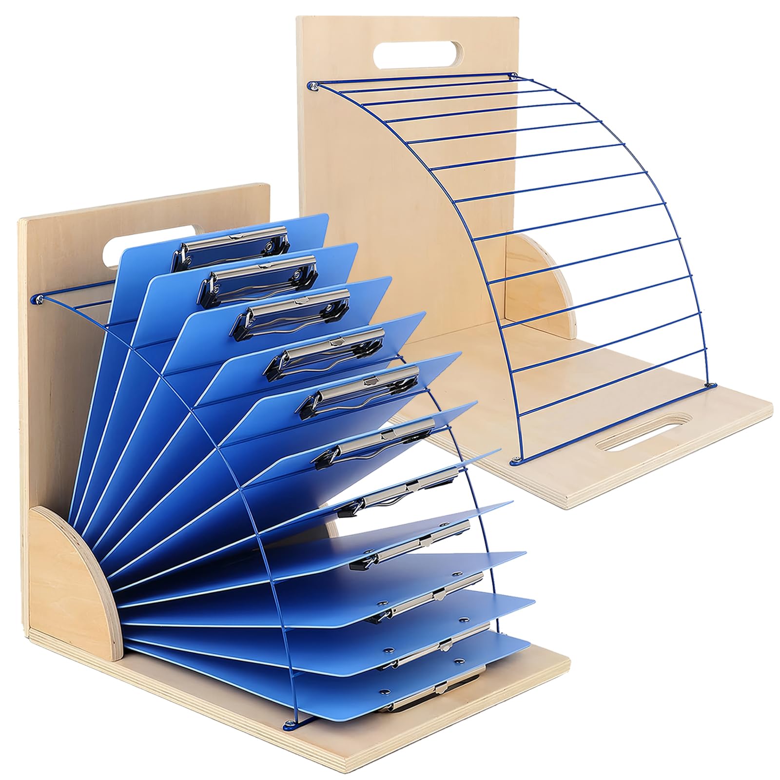 CuleedTec Clipboard Holder, Clipboard Storage Rack | Wooden Clipboards Stand with Sturdy Metal Shelf | Clipboard Organizer for Classroom, Office, and