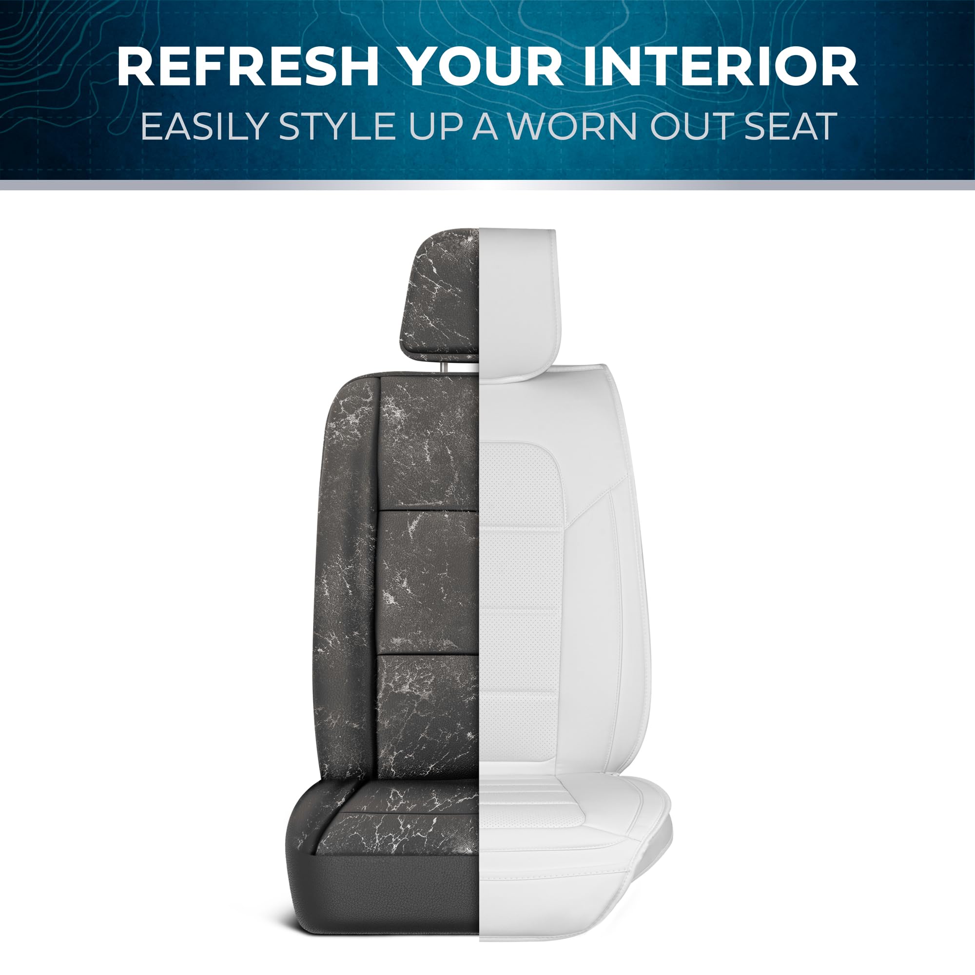 MotorBox Classic Edition Seat Covers, Premium Faux Leather Seat Covers for Cars Trucks Vans SUV, Semi Custom Fit Car Seat Covers Front Seats Only, Automotive Interior Cover - White