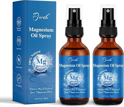 Paquete de 2 aerosoles de aceite de magnesio puro, ingredientes 100% naturales, no irrita la piel, spray tópico de magnesio para pies y sueño,