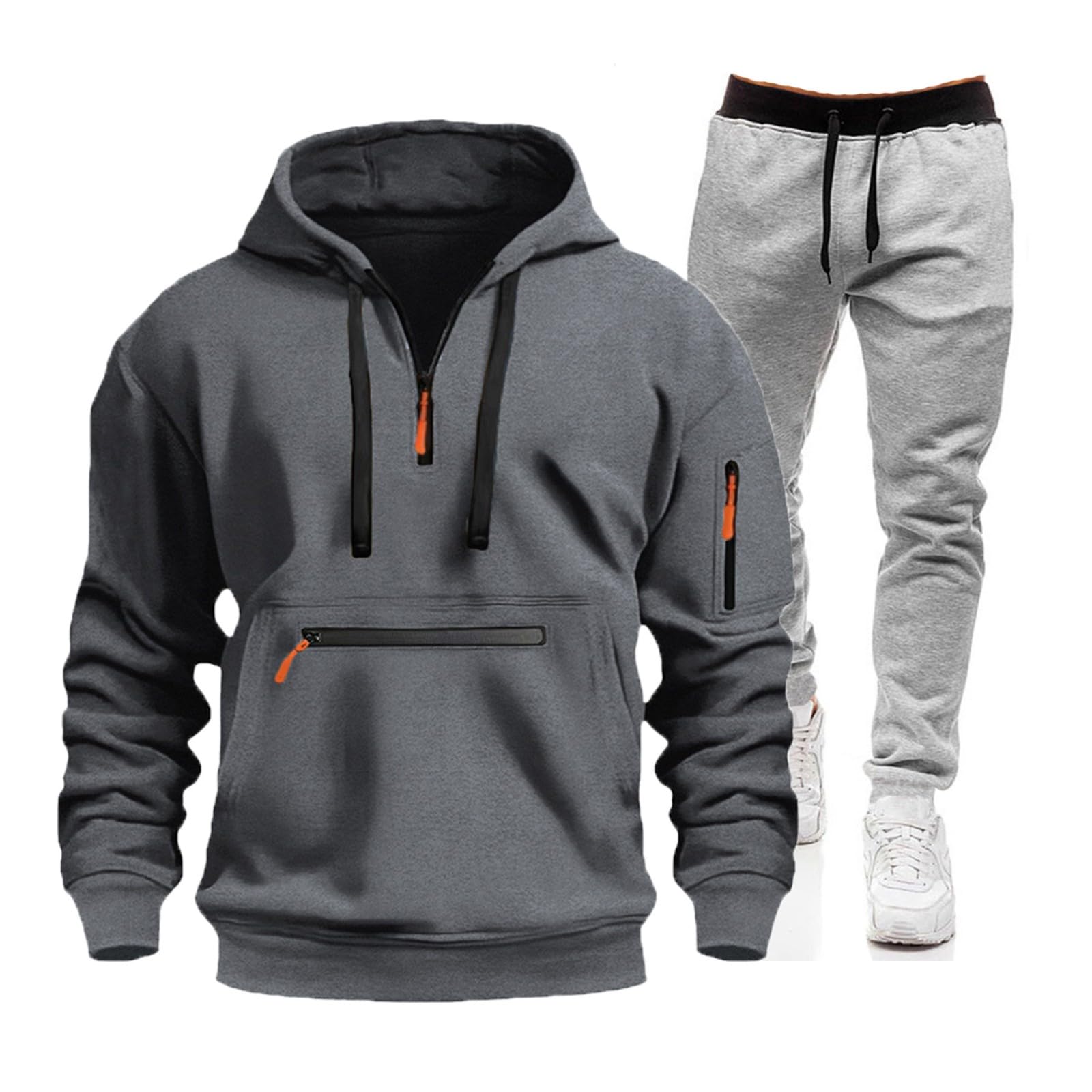 Tuta Uomo Completa Invernale Felpa Due Pezzi Felpe Giacca e Pantaloni Tute Set Tracksuit da Ginnastica Sportiva Felpata Complete Completo,Tuta Uomo Invernale Completa,Regalo Natale Halloween