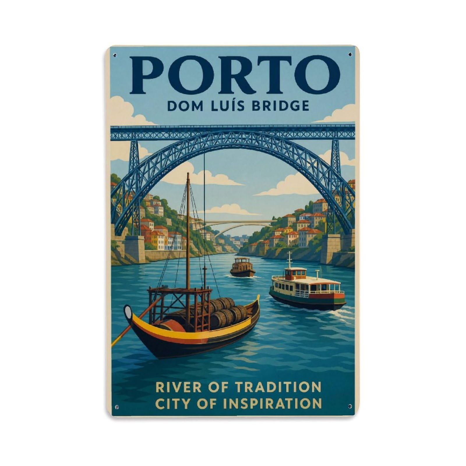 Metal Tin Sign Portugal Vintage Travel Dom Luis