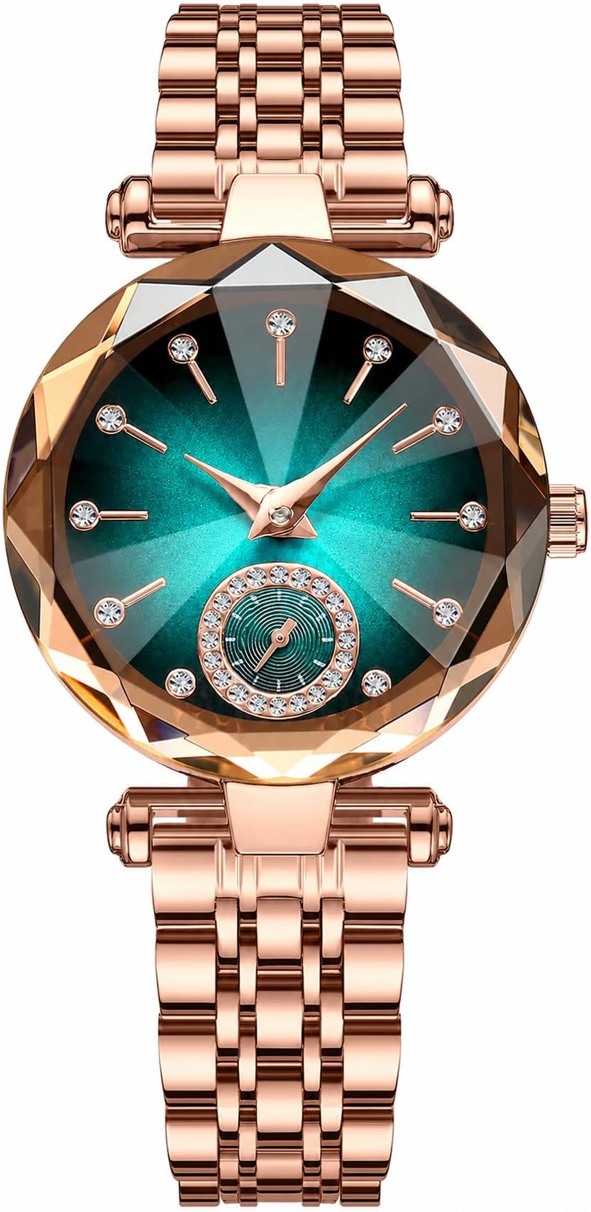 Elegant Womens Quartz Watch, Dainty Dress Watch with Crystal Accents