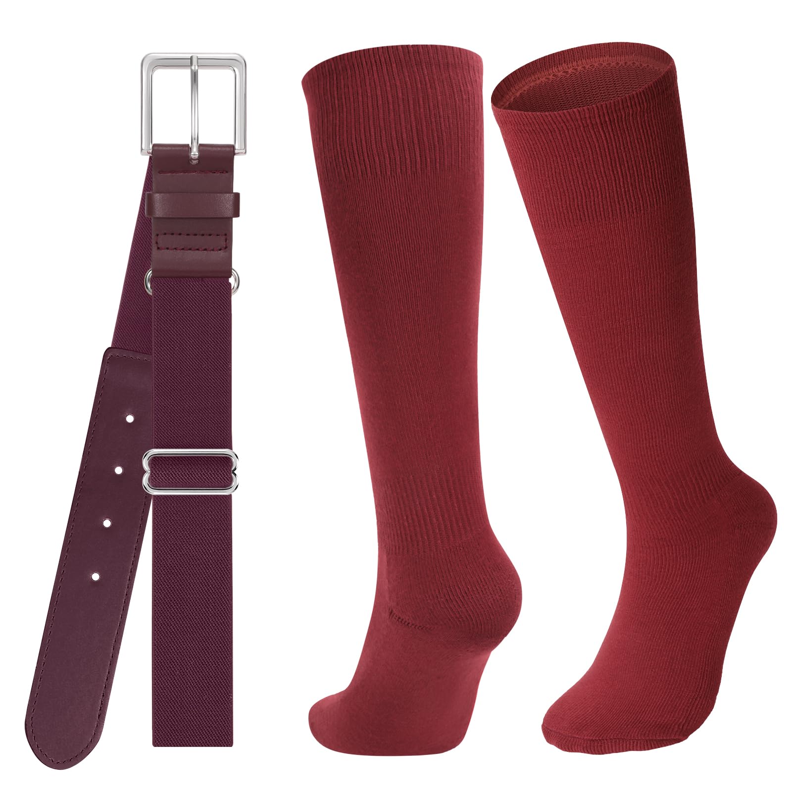 JASGOOD Baseball Socks and Belt for Youth Adult Softball Socks and Belt Combo Elastic Belt for Men