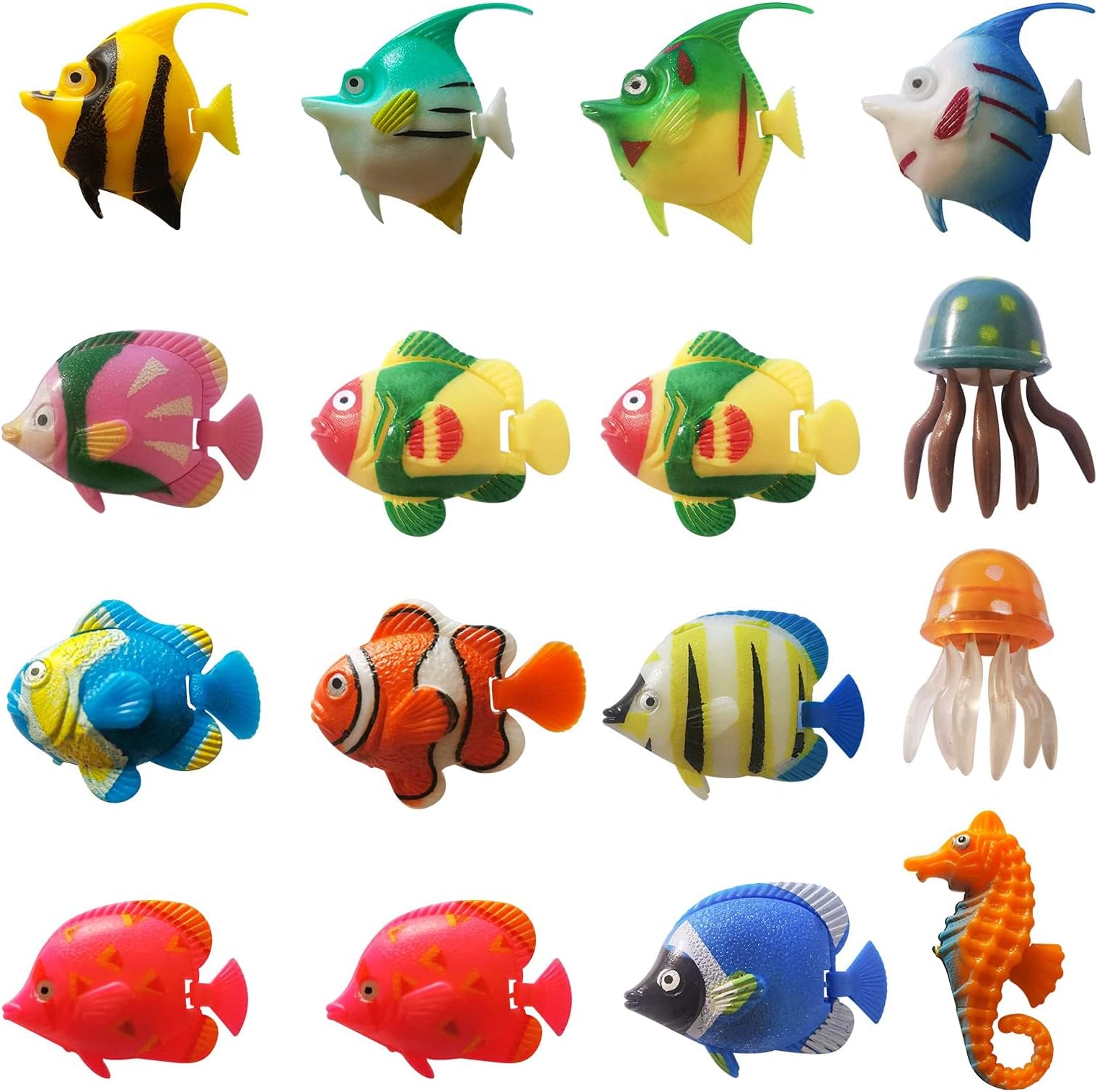 YUDA 16 PCS Fake Fishes for LED Sensory Bubble Tube Floor Lamp Decoration, Plastic (Random Styles)