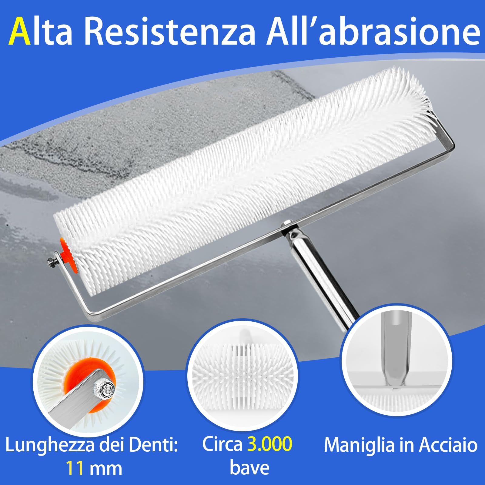 VKE Kit di Strumenti Autolivellante per Pavimenti, Rullo Frangibolle 11 mm, Scarpe Chiodate per Prato 30 mm, Spatola Autolivellantein, Asta Telescopica 162 cm (con Rullo Pittura e Spatole per Stucco)