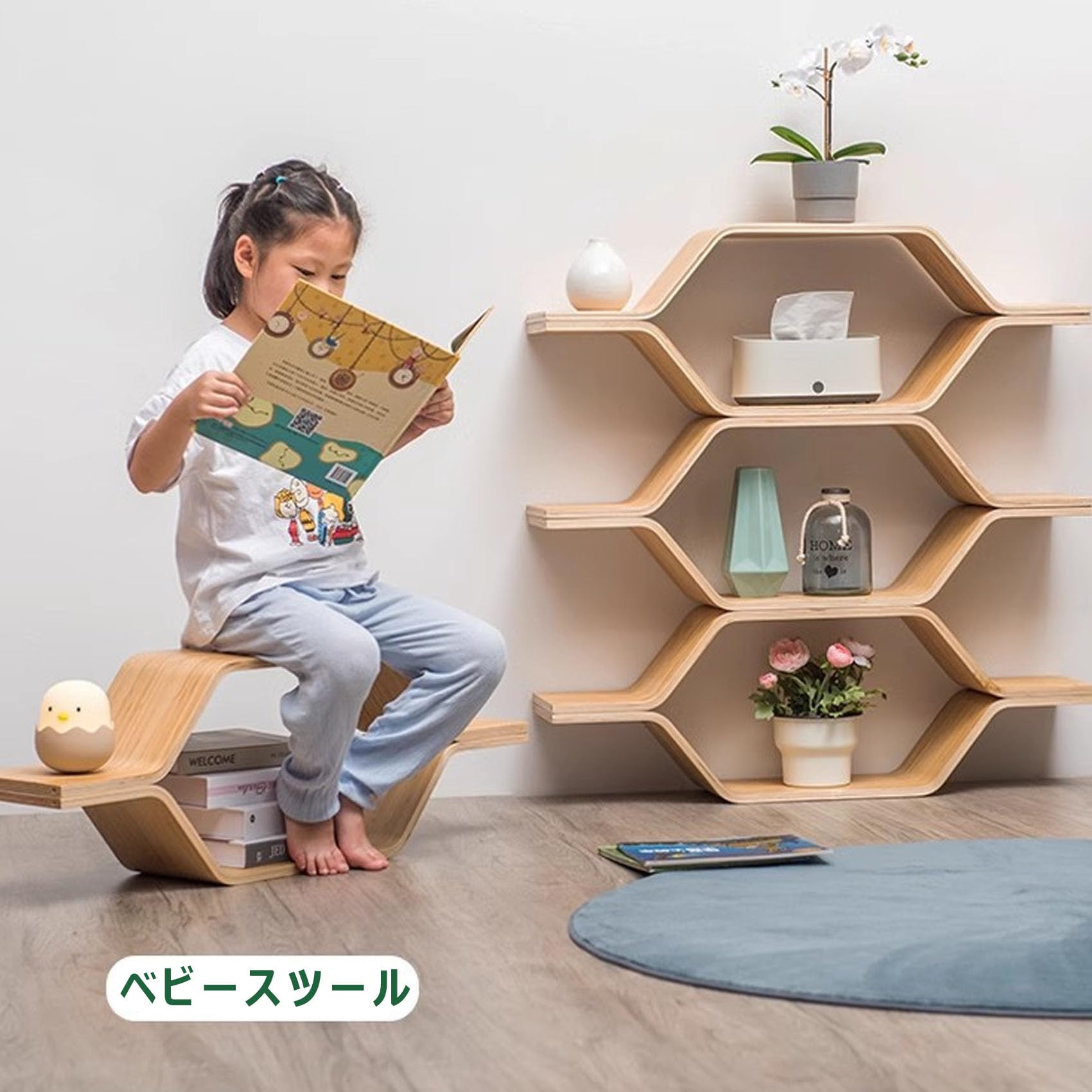 Amazon｜本棚 木製 仕切り 書架 机上 収納ラック ハニカム 組み合わせ