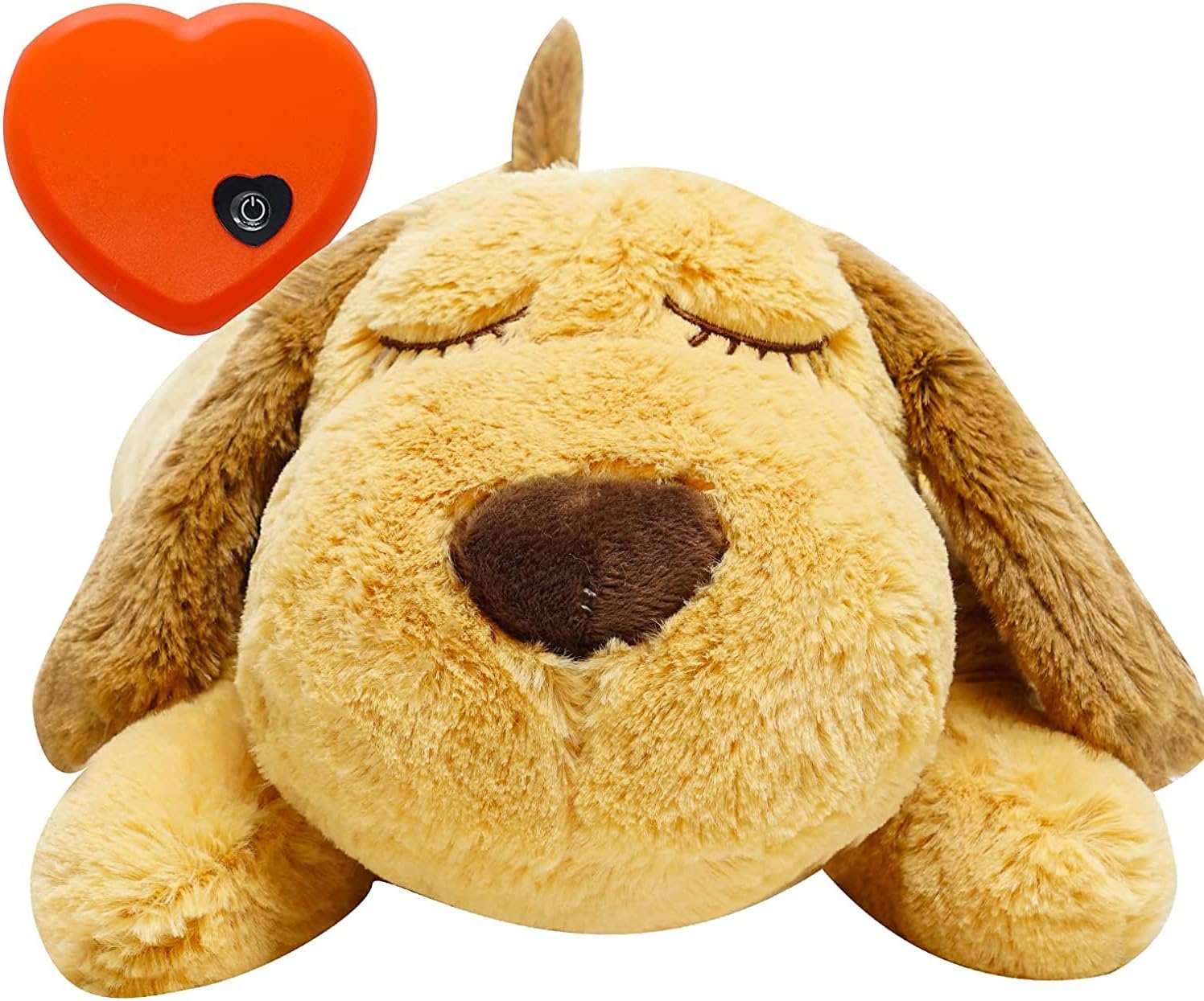 Dog Heartbeat Toy (Dog Yellow, Medium) - Plush Pet Calming Toy with Simulated Heartbeat and Heat for Anxiety Relief, Behavioral Training Aid for Puppy Dog Cat