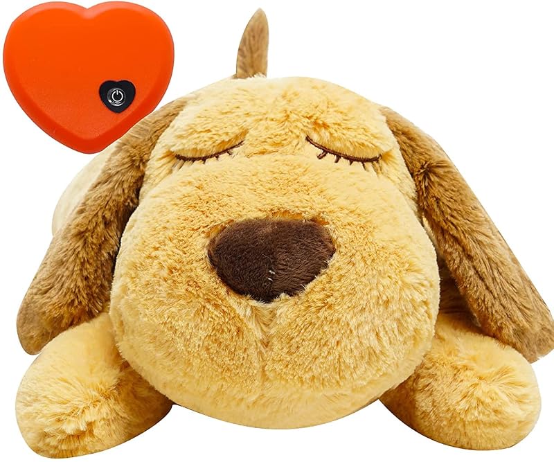 Brinquedo de pelúcia para cães com batimento simulado e bolsa térmica HonourHope Dog Yellow, tamanho Médio