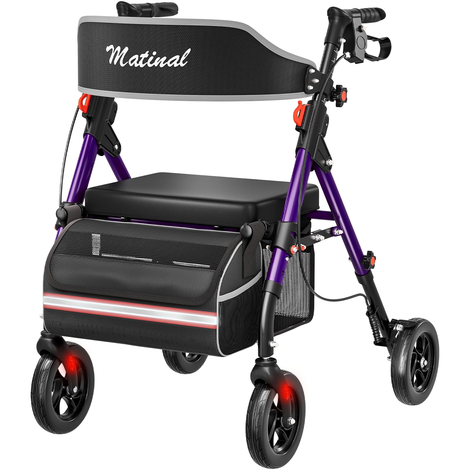 Photo 1 of *MAJOR DAMAGE*
Matinal Walkers for Seniors, Rollator Walker with Seat, Walkers for Seniors with seat, 350 lb Capacity,with 8'' Big Wheels, Rolling Walker (Purple)