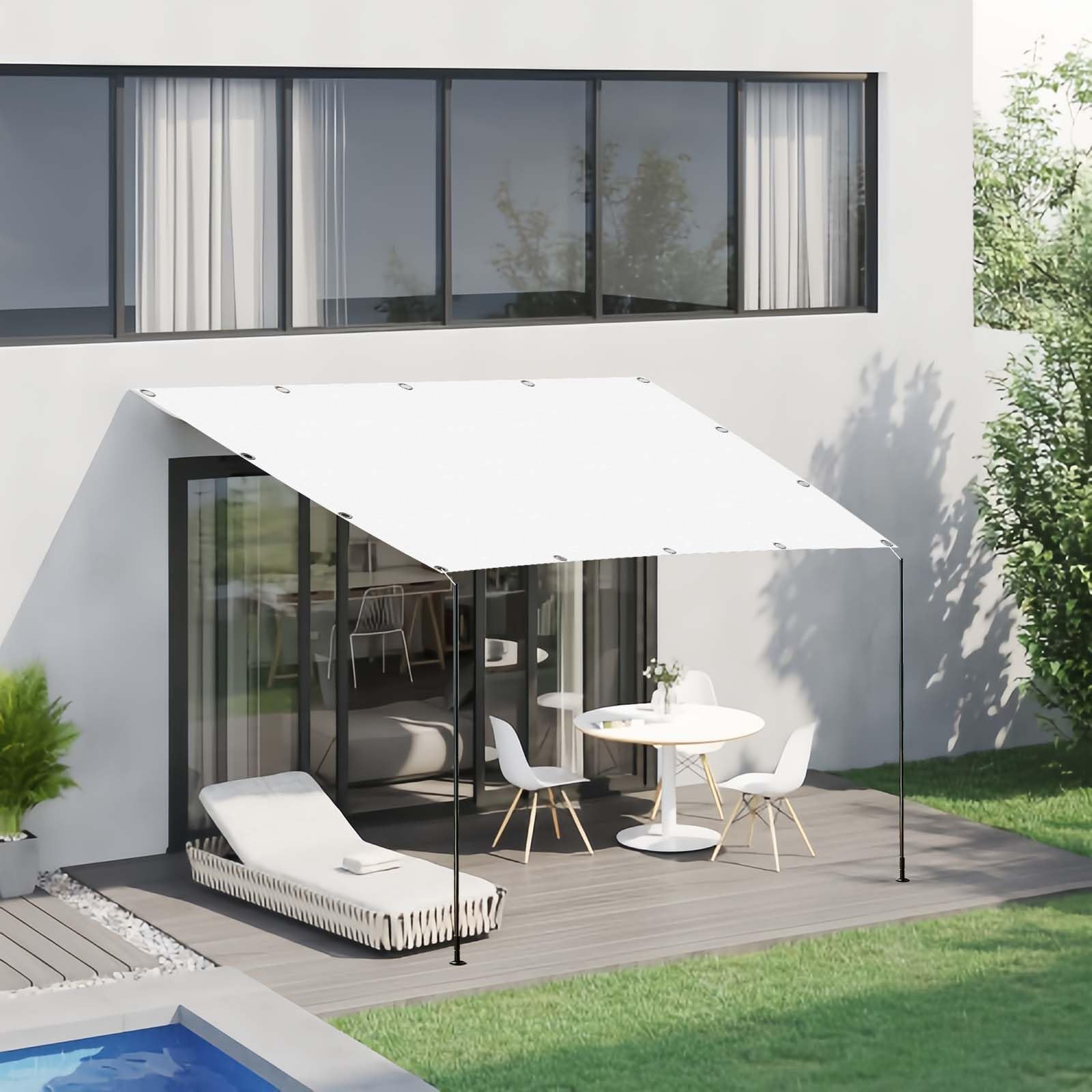 Toile ombrage 330x900 cm blanche en PES avec cordes et œillets
