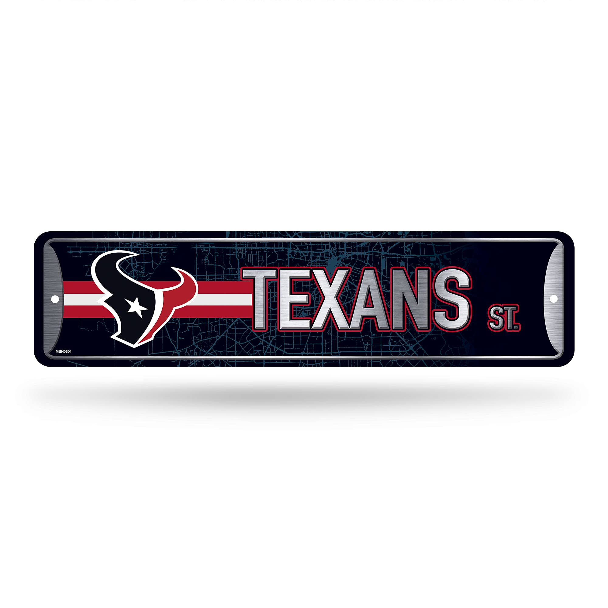 Rico Industries NFL Houston Texans Home Décor Metal Street Sign (4" x 15") - Great for Home, Office, Bedroom, & Man Cave - Made