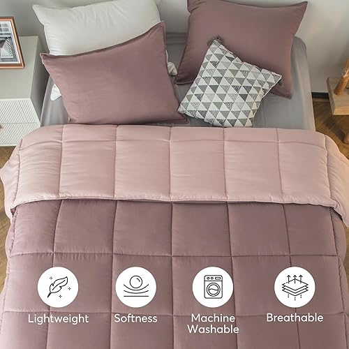 Miniatura 5 de KASENTEX Juego de edredón esponjoso de tamaño individual, edredón individual morado polvoriento, juegos de ropa de cama suave para todas las