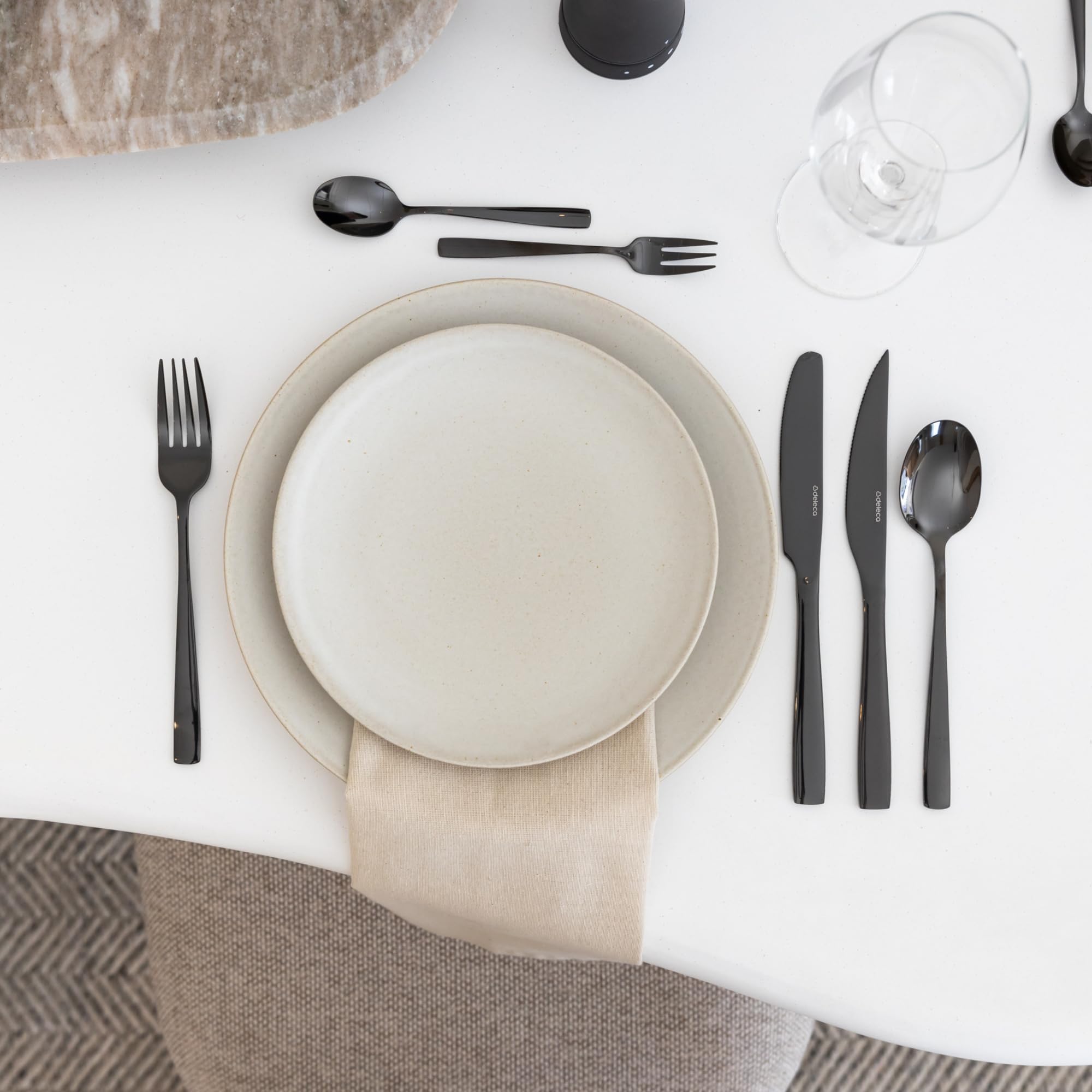 Essential Besteckset, 48-tlg., 8 Personen, 18/0 Edelstahl, Schwarz