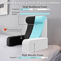 Vista 3 de ENITYA Almohada de espalda XL de 22 pulgadas para sentarse en la cama, brazos y bolsillos grandes integrados, almohada de lectura para sentarse