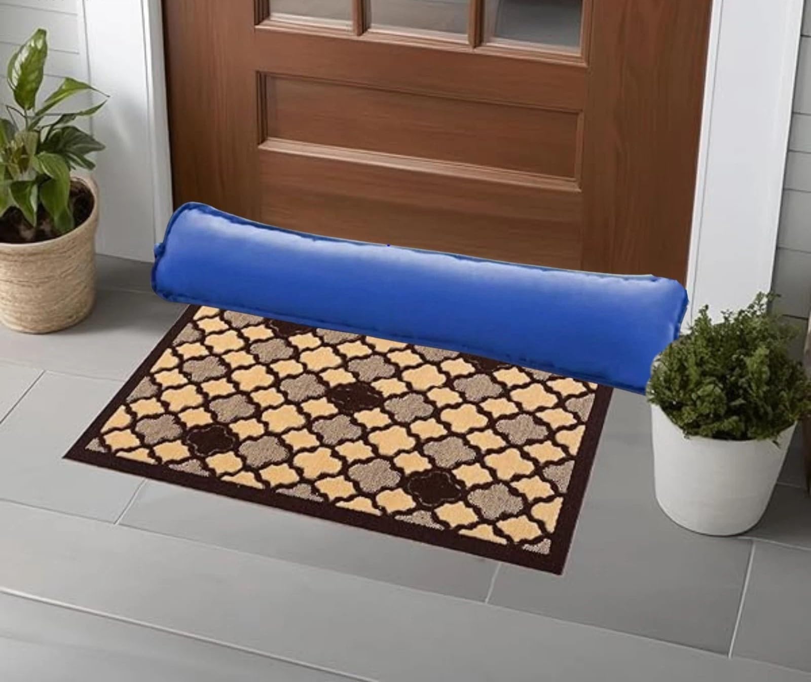 Plain and 3D Design DRAUGHT EXCLUDER DRAFT INSULATOR KEEP WARMTH INDOORS & SAVE ENERGY for Doors and Windows (Blue)