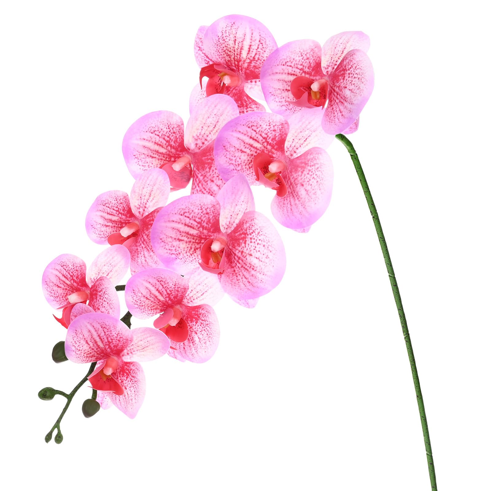 M METERXITY 1-Pack Artificial Orchid Flowers 9 Large Petals 37 Inch Faux Phalaenopsis Silk Bouquets Real Touch Rose Red White Fake Orchids for Home/Wedding/Christmas/Party/Garden Office