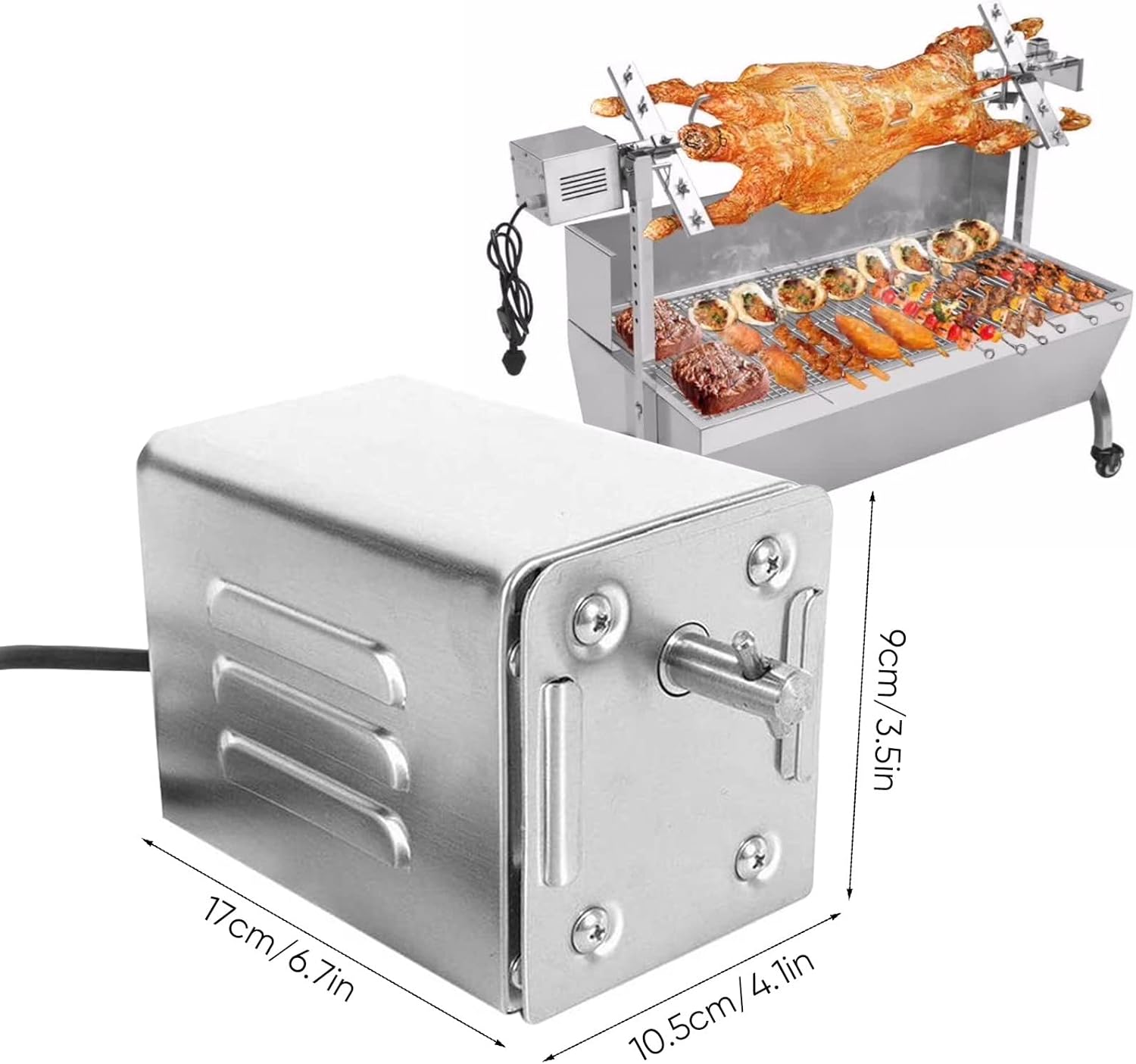 Yontwe SP-S40 15W Motore Elettrico per Barbecue in Acciaio Inox, 70KG Motore Professionale per Barbecue, Pollo, Maiale, Capra alla griglia allaperto Yontwe SP-S40 15W Motore Elettrico per Barbecue in Acciaio Inox, 70KG Motore Professionale per Barbecue, Pollo, Maiale, Capra alla griglia allaperto