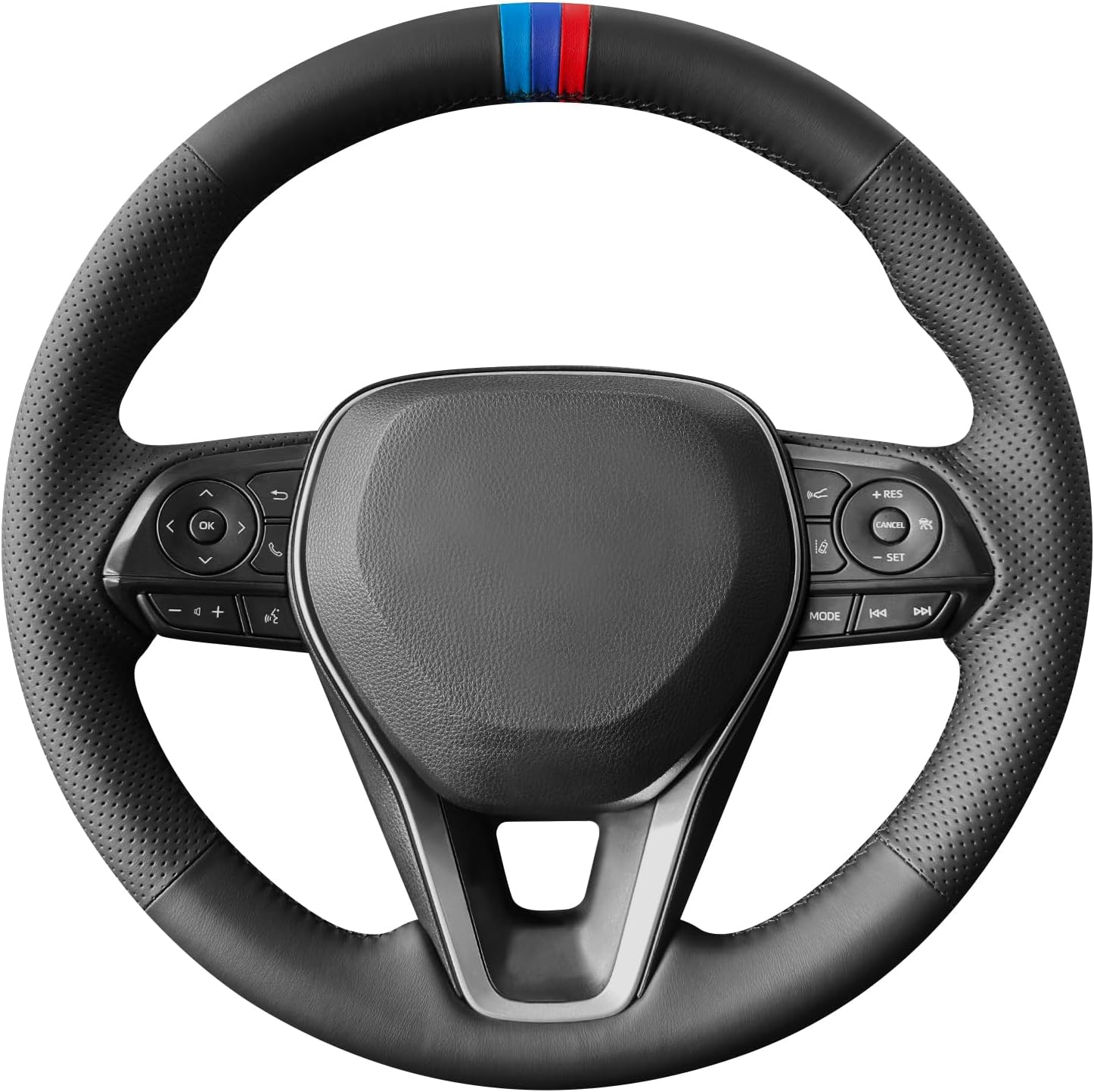 MEWANT Hand Stitch Steering Wheel Cover for Toyota Camry 2018-2019 / Avalon 2019 / Corolla 2019-2020 / RAV4 2019, Custom Fit DIY Wrap Interior Accessories