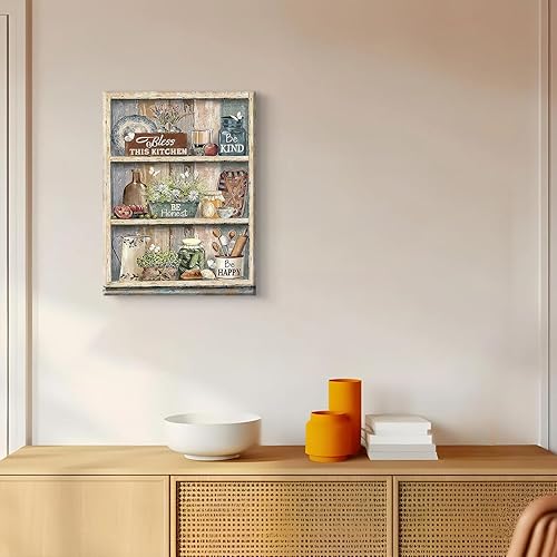 Miniatura 2 de BRPXJRA Arte de pared rústico para cocina, cuadros de cocina campestre, cocina, lienzo, platos de granja, hervidor, lienzo para decoración de pared,