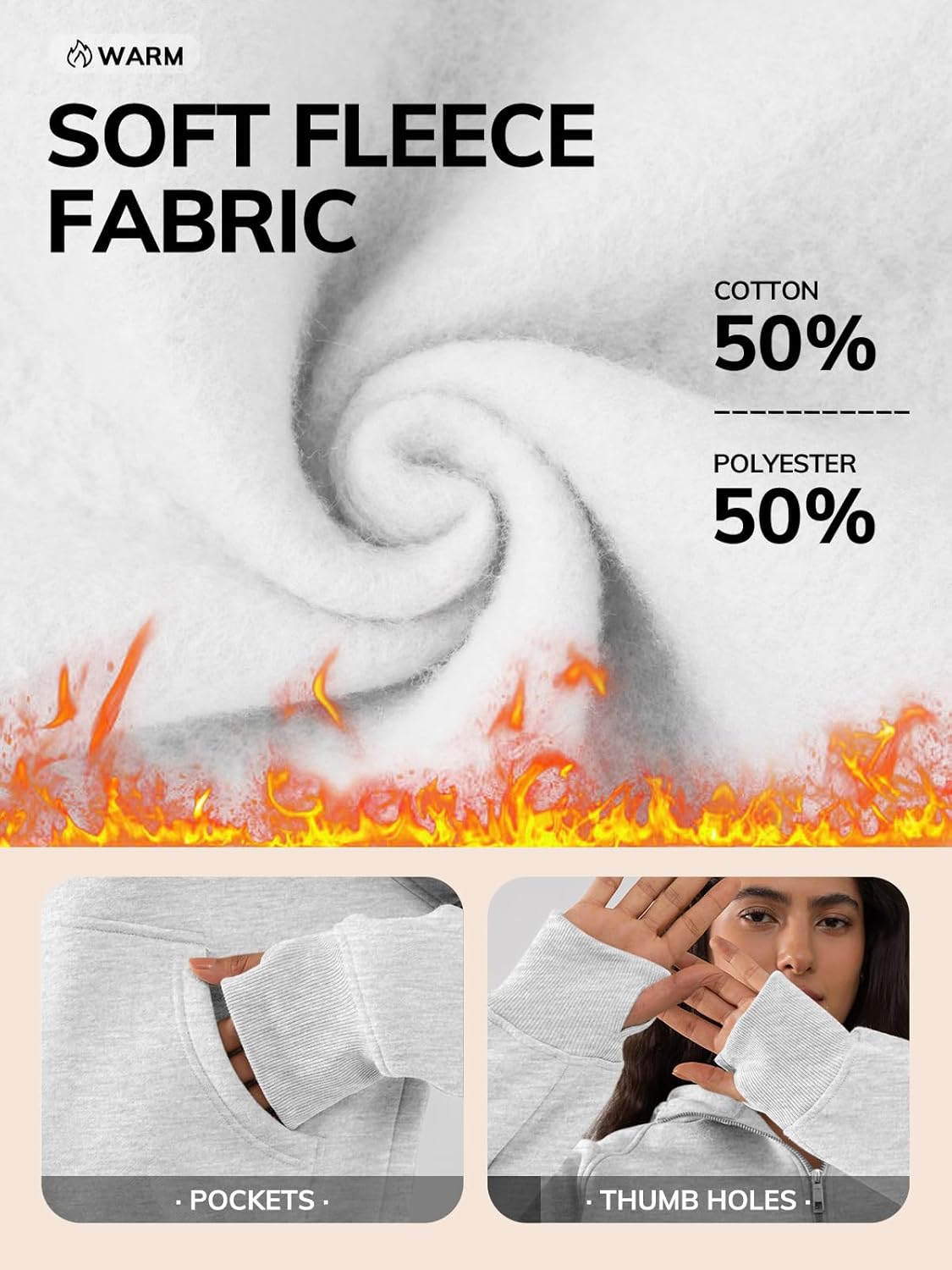 ATHMILE Womens Hoodies Long Sleeve Fleece Quarter Zip Pullover Workout Oversized Sweatshirt Fall Winter Crop Jacket Tops 2025 - Image 4