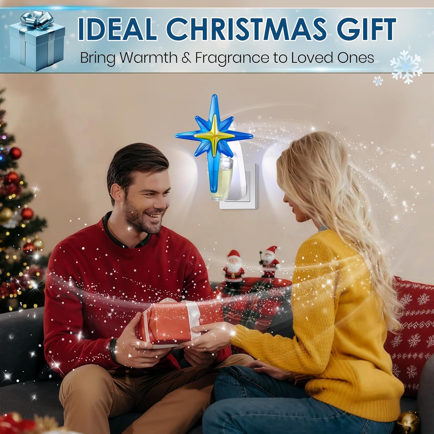 Wall Fragrance Plug in with Night Light, Compatible with Bath & Body Works Wallflowers Refills, Christmas Essential Oil Scented Diffuser, Air Freshener Plug in for Home Office(Bethlehem Star) - Image 7