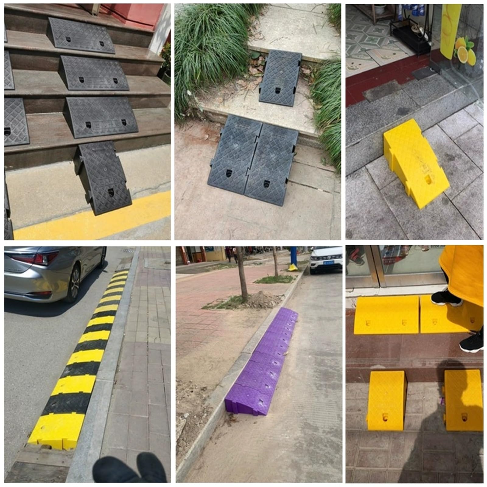 Najazd Progowy, Najazd Krawężnikowy o Wzroście 7-19 cm, Tworzywo Sztuczne PVC, Konstrukcja z Klamrą, Udźwig 500 kg, do Samochodów, Motocykli, Wózków Inwalidzkich(Purple,25x45x19cm/10x17.7x7.5")
