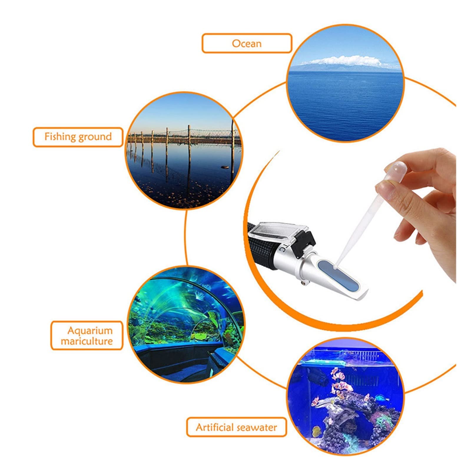 Refractómetro de salinidad Medidor de Agua Lector de Agua Marine 0~10% Prueba de Prueba de Acuario de Sal Digital Ph Medidor Aquario Suelo OperacióN Y CalibracióN Simples