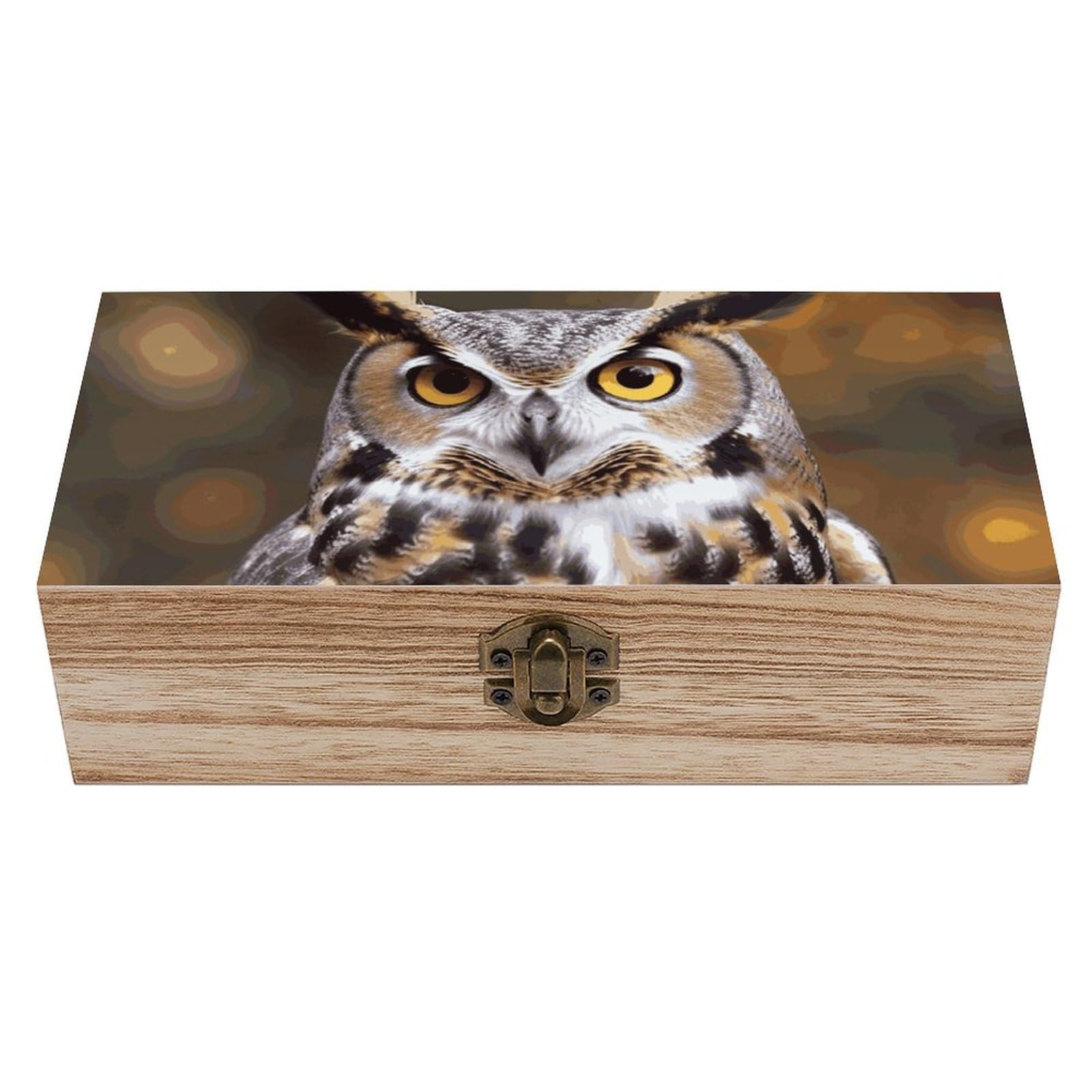 Owl Birds Wooden Storage Box Exquisite Durable Wood Gift Case Sturdy Vintage Jewelry Wooden Chest for Art Hobbies Storage Keepsake Gift