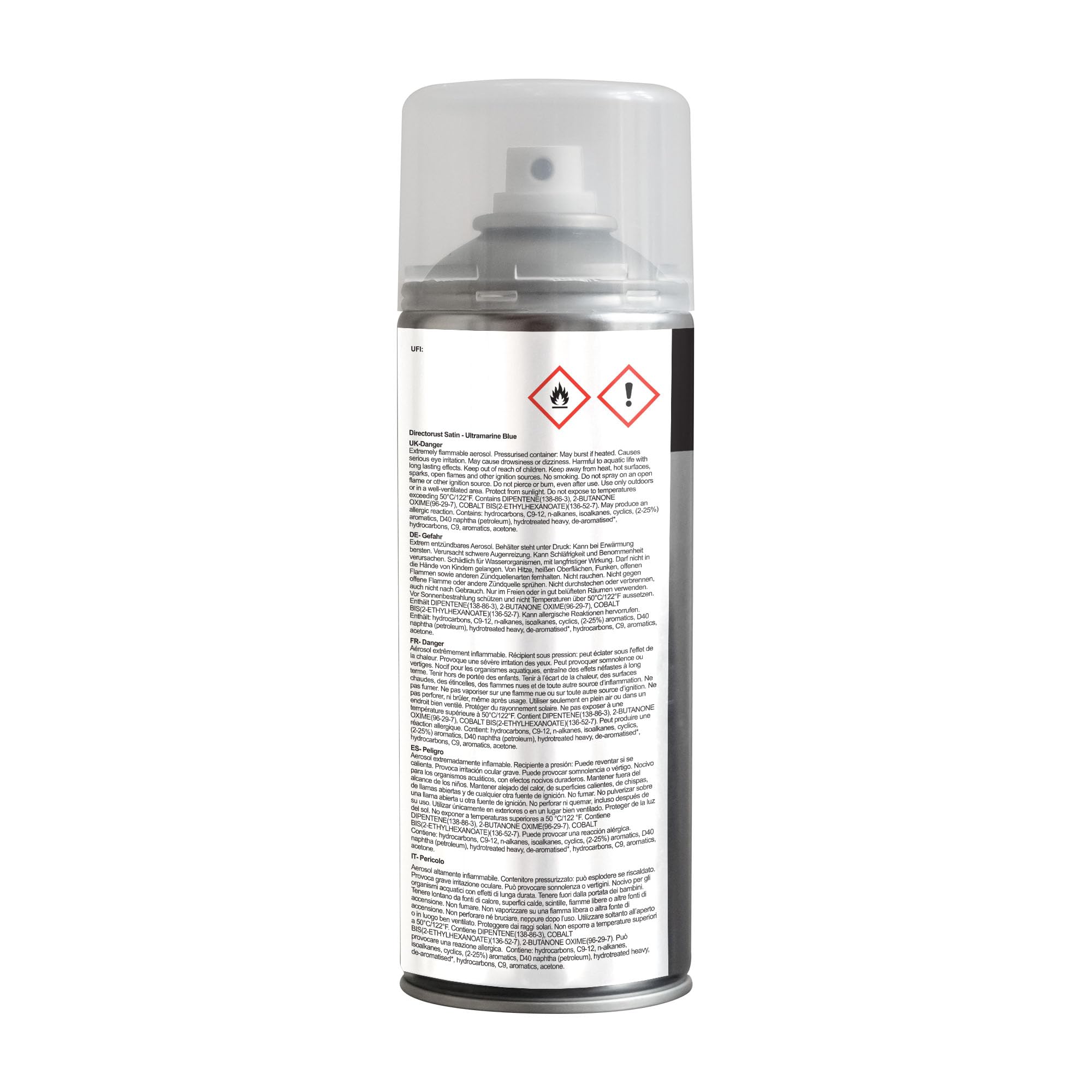 JENOLITE DIRECTORUST Pintura en aerosol satinada | AZUL ULTRAMARINO | 3x400ml | Pintura multisuperficie todo en uno: metal, madera, plástico | Aplicar directamente sobre el óxido | RAL 5002