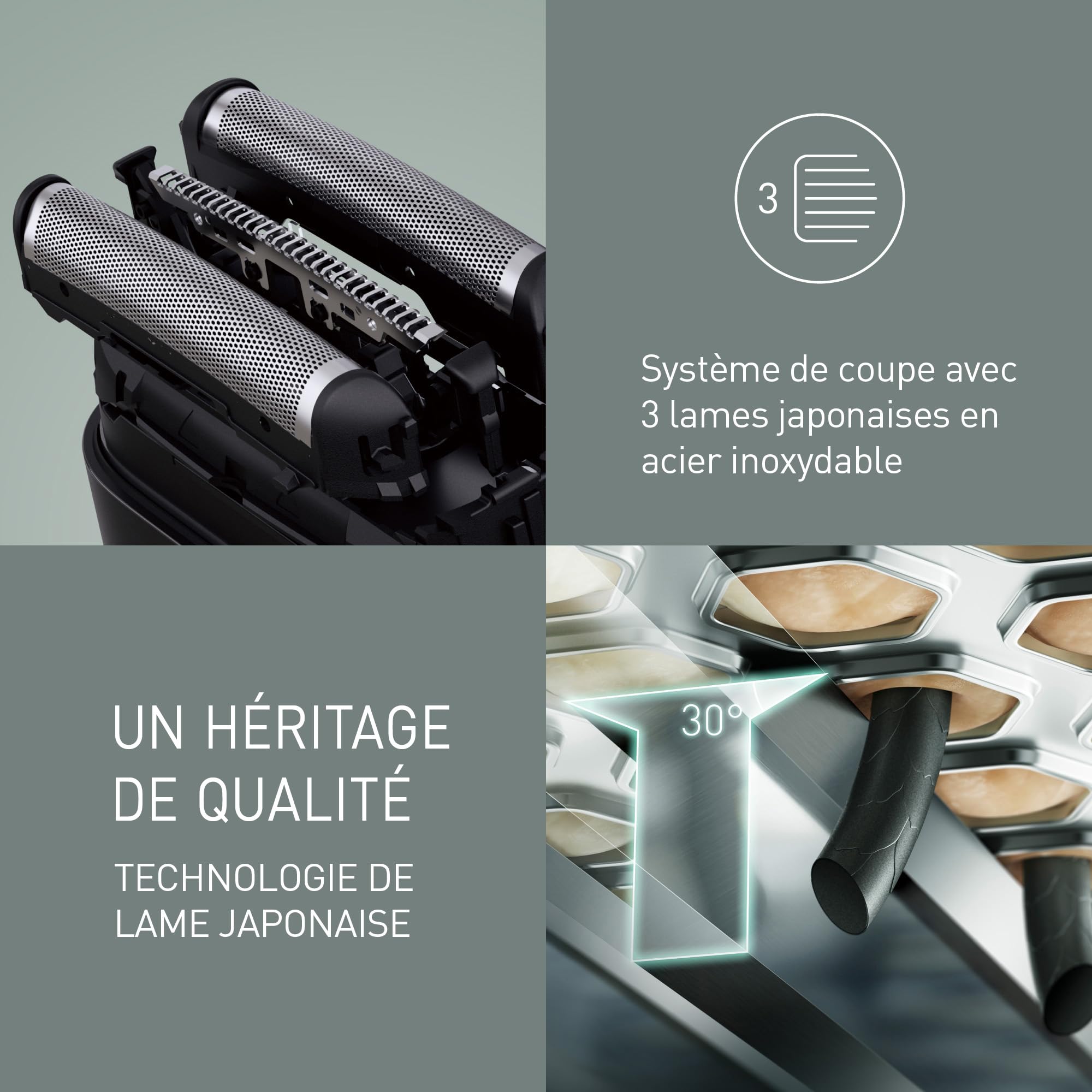 Panasonic ES-ACM3BW503 Série 700s Rasoir Compact 3 Lames, rasoir électrique utilisable à sec ou sous l'eau, capteur de barbe, étanchéité IPX7, chargeur USB-C, adaptateur d'alimentation AC USB, blanc.