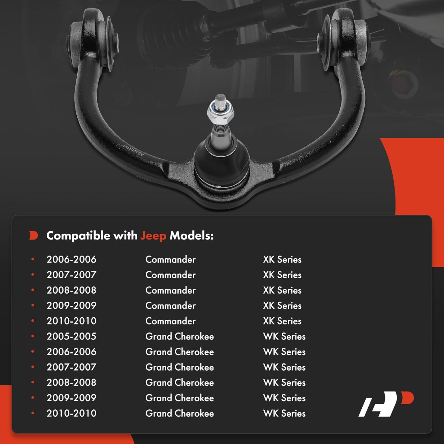 A-Premium Front Upper Control Arm, with Ball Joint & Bushing, Compatible with Jeep Grand Cherokee 2005-2010, Commander 2006-2010