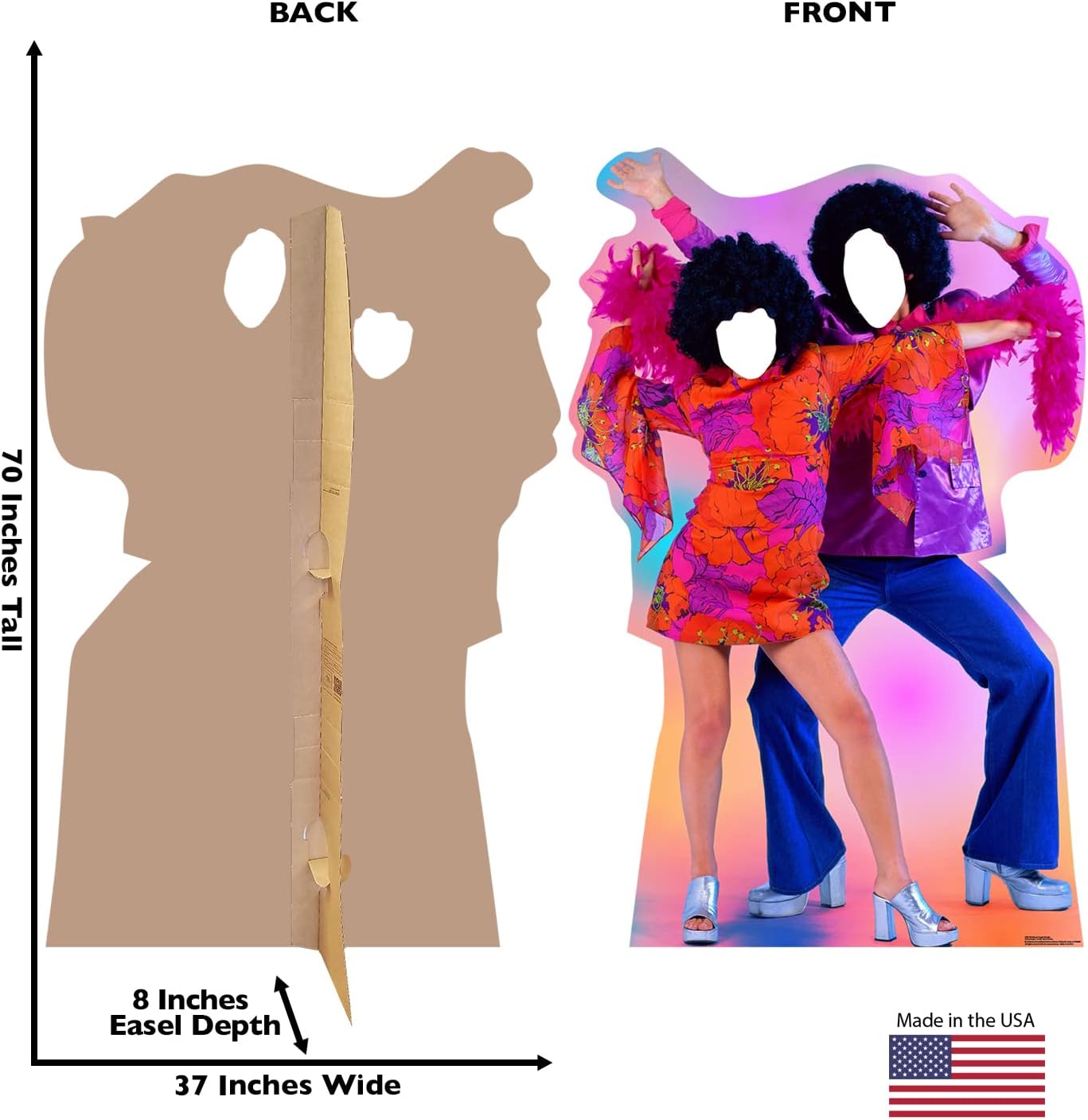 Cardboard People 70's Dance Couple Stand-in Life Size Cardboard Cutout Standup