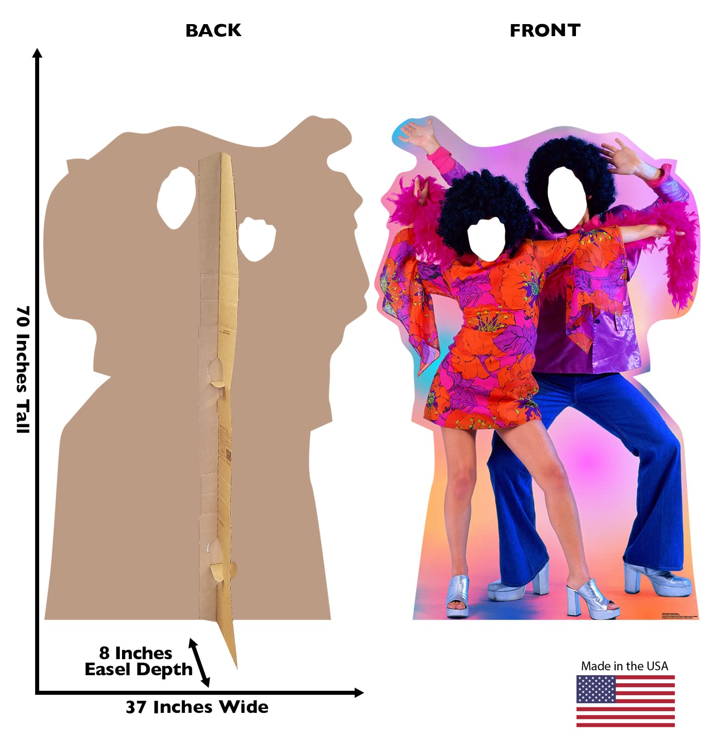 Standee Retro 70s Theme Party Standee 6 Ft Disco Couple Cardboard Cutout Standee ...