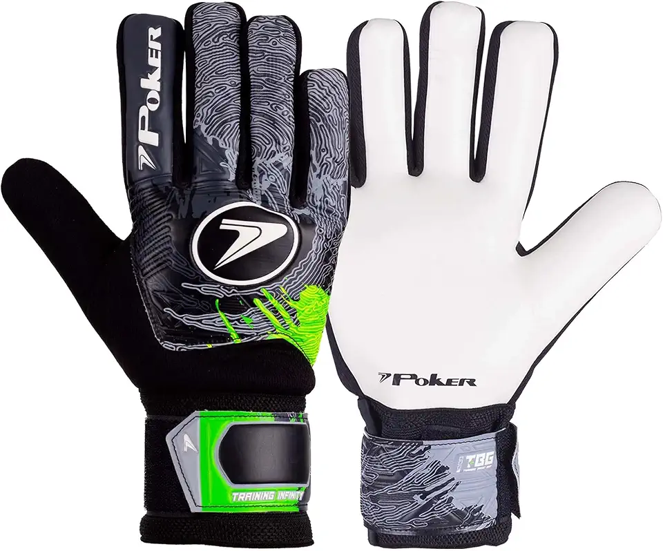 Luva De Goleiro Poker Infinity Campo Society Futsal Training - Verde/Preto - 10