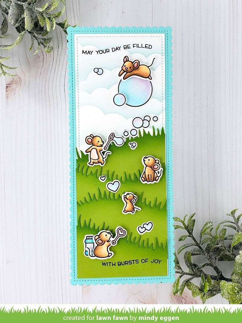 Lawn Fawn Bubbles of Joy 4x6 Clear Stamp Set and Coordinating Dies, Bundle of 2 Items (LF2500, LF2501)