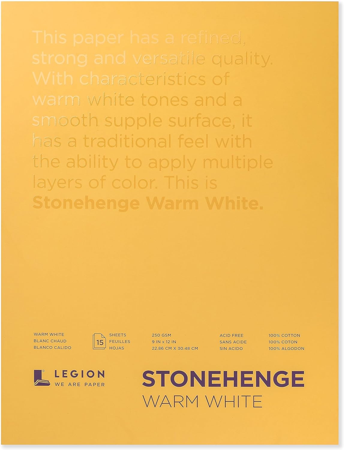 Legion Stonehenge Drawing Paper Pad - 9" x 12", Warm White, 15 Sheets
