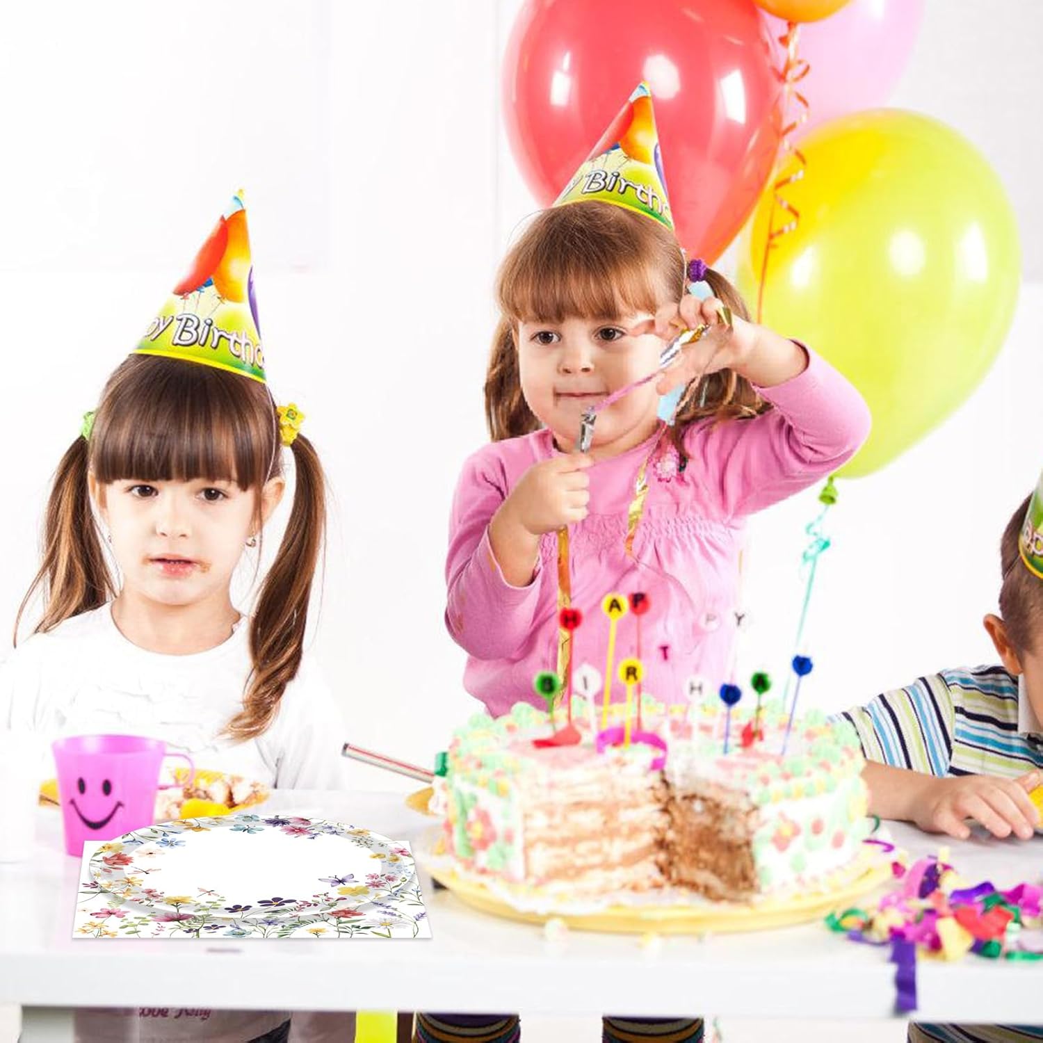 40Pcs Wildflower Paper Plates-Spring Wildflower Disposable Dinnerware Set Floral Party Supplies for Baby Shower Wedding and Boys Girls’Birthday Parties image 6 of 6 B0DQZL2Z35