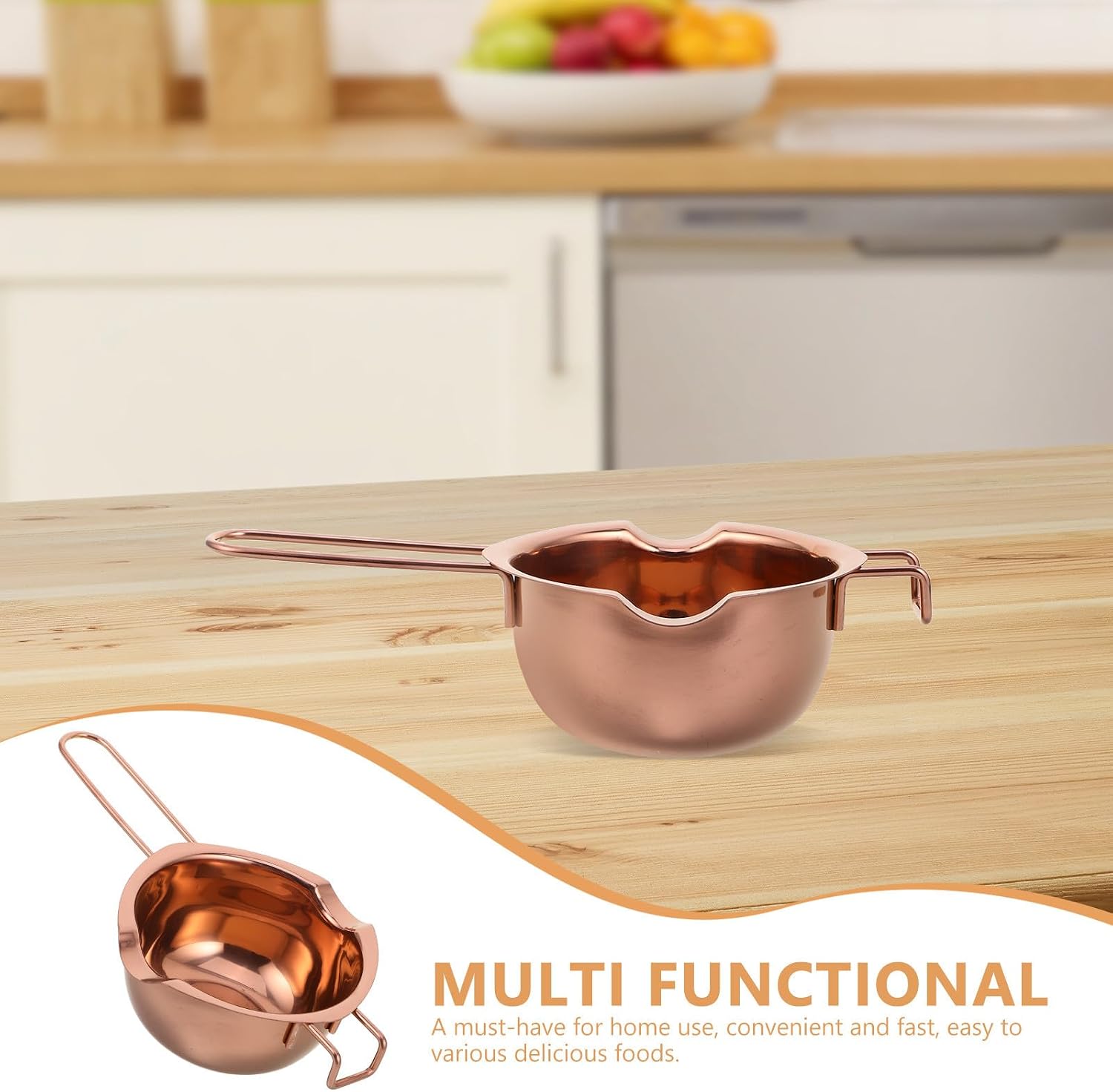 Luxshiny Stainless Steel Chocolate Melting Bowl 400ml Double Boiler Pot with Even Heating and Versatile Design for Kitchen and Home Use