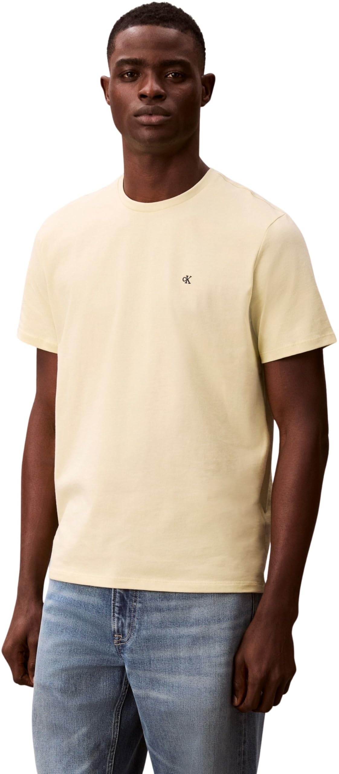 Calvin Klein Men's SS Classic Monogram TEE LV04RD254G Tees, White (Lime Spritz), M