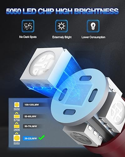 Miniatura 7 de Marsauto 194 bombillas LED de color rojo brillante 168 T10 2825 5SMD sin polaridad bombillas de repuesto para cúpula de coche, mapa, puerta,