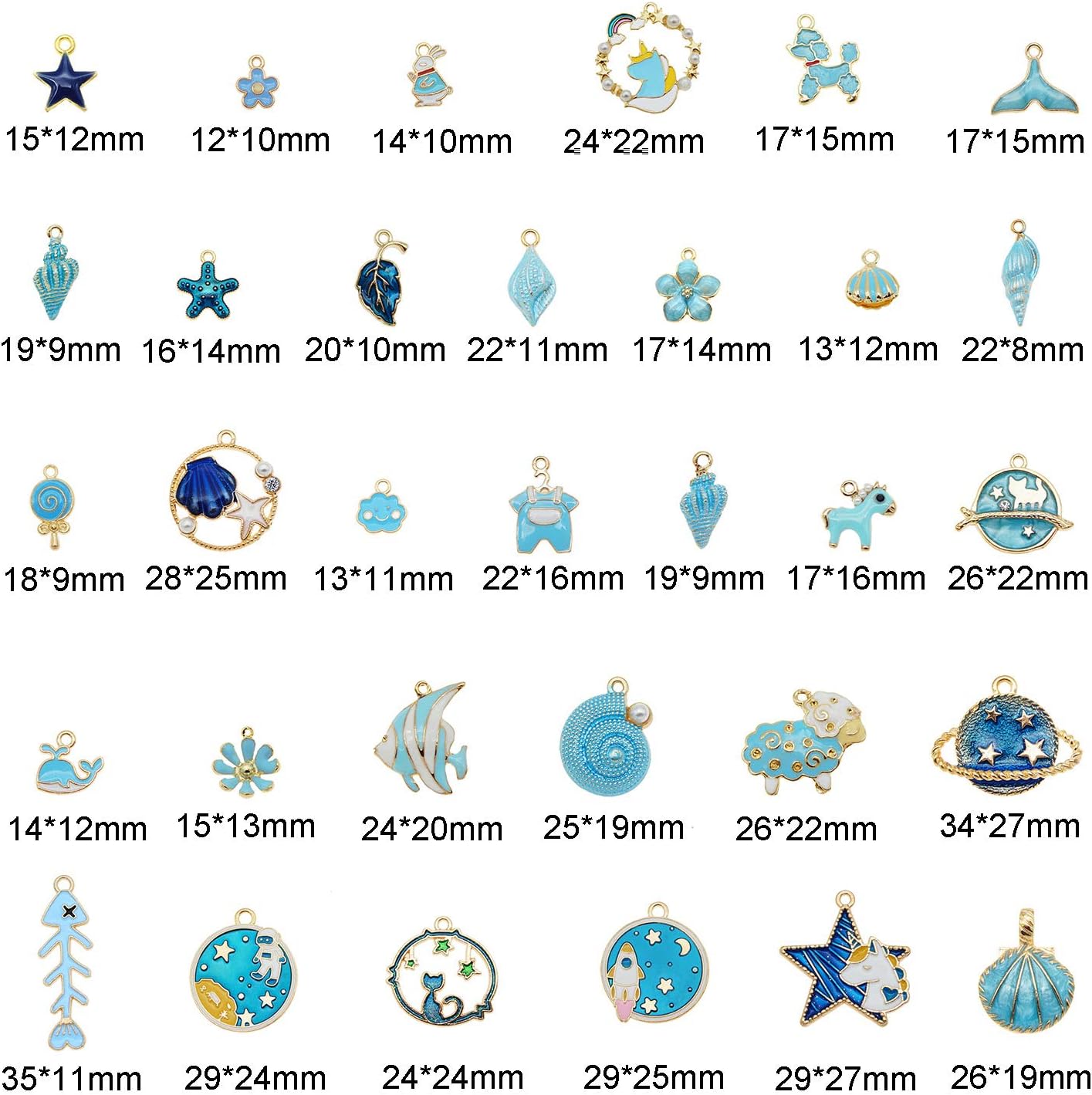 40Pcs Assorted 40 Styles Gold-Plated Enamel Charms for DIY Jewelry Making - Image 2