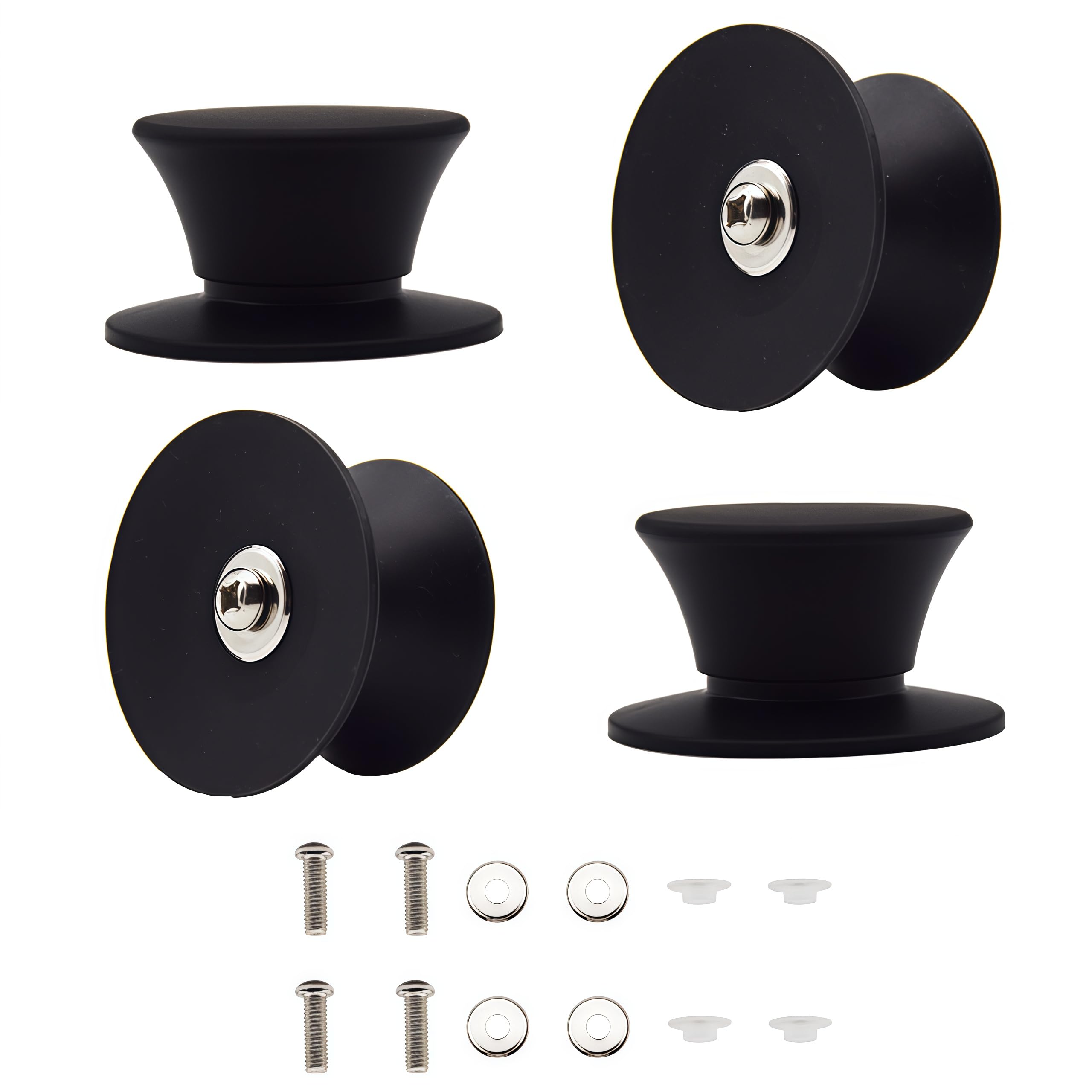 CEEYSEE 4 Pcs Silicone Rubber Replacement Pots Lid Handle,Kitchen Cookware Replacement Knob Handle,Kitchen Cookware Non-Slip Pan Handle with Screws for Frying Pan Saucepan Lid Cover(UK-GGSB-B)