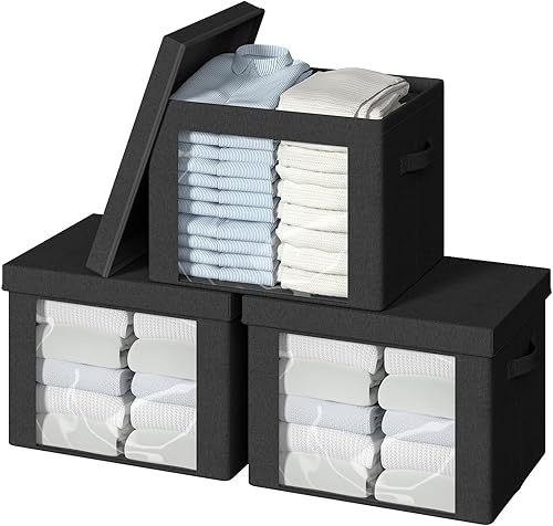 Contenedores de almacenamiento de ropa con marco de metal plegable, juego organizador de tela de lino apilable de gran capacidad, asas de