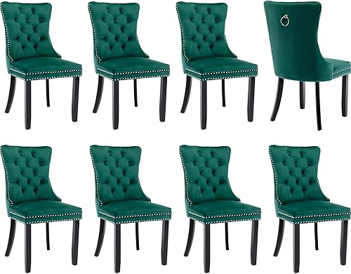 Miniatura 77 de Juego de 6 sillas de comedor modernas, sillas de comedor tapizadas con patas de madera maciza, silla decorativa de terciopelo camello, Sillas de 02-