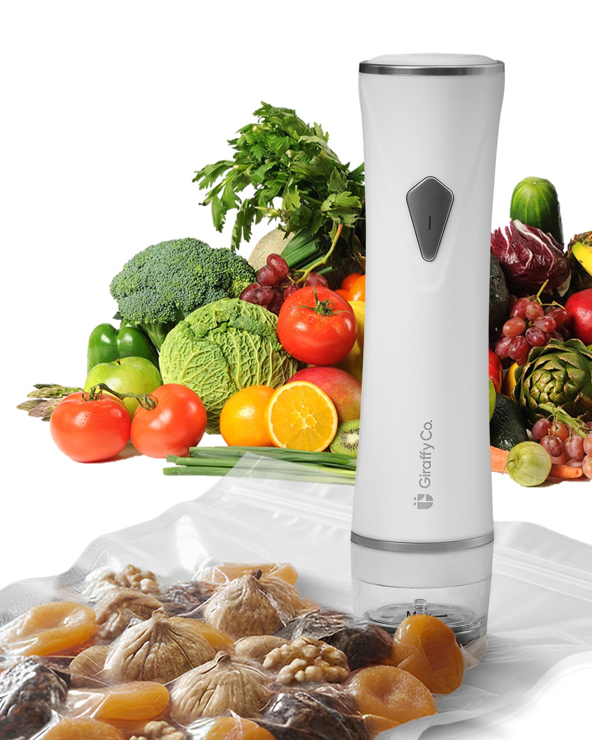 Giraffy Co. White Giraffyco Compact Food Vacuum Sealer Machine Only, Portable Rechargeable