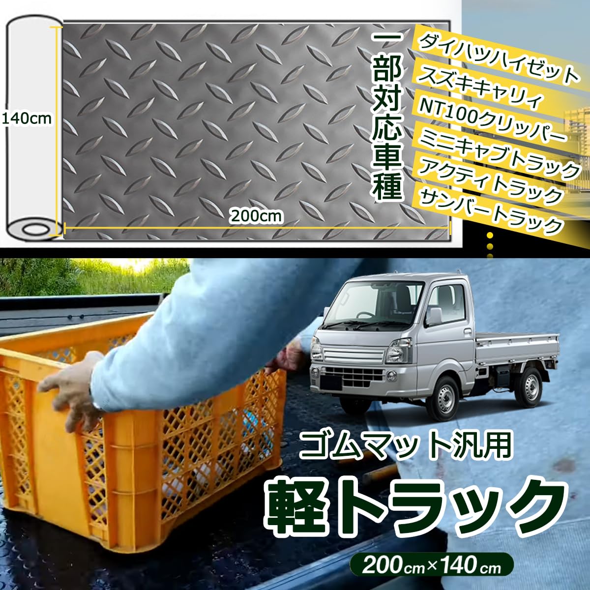 Amazon.co.jp: Temiry 軽トラック 荷台 ゴムマット 2.3mm 軽トラマット 