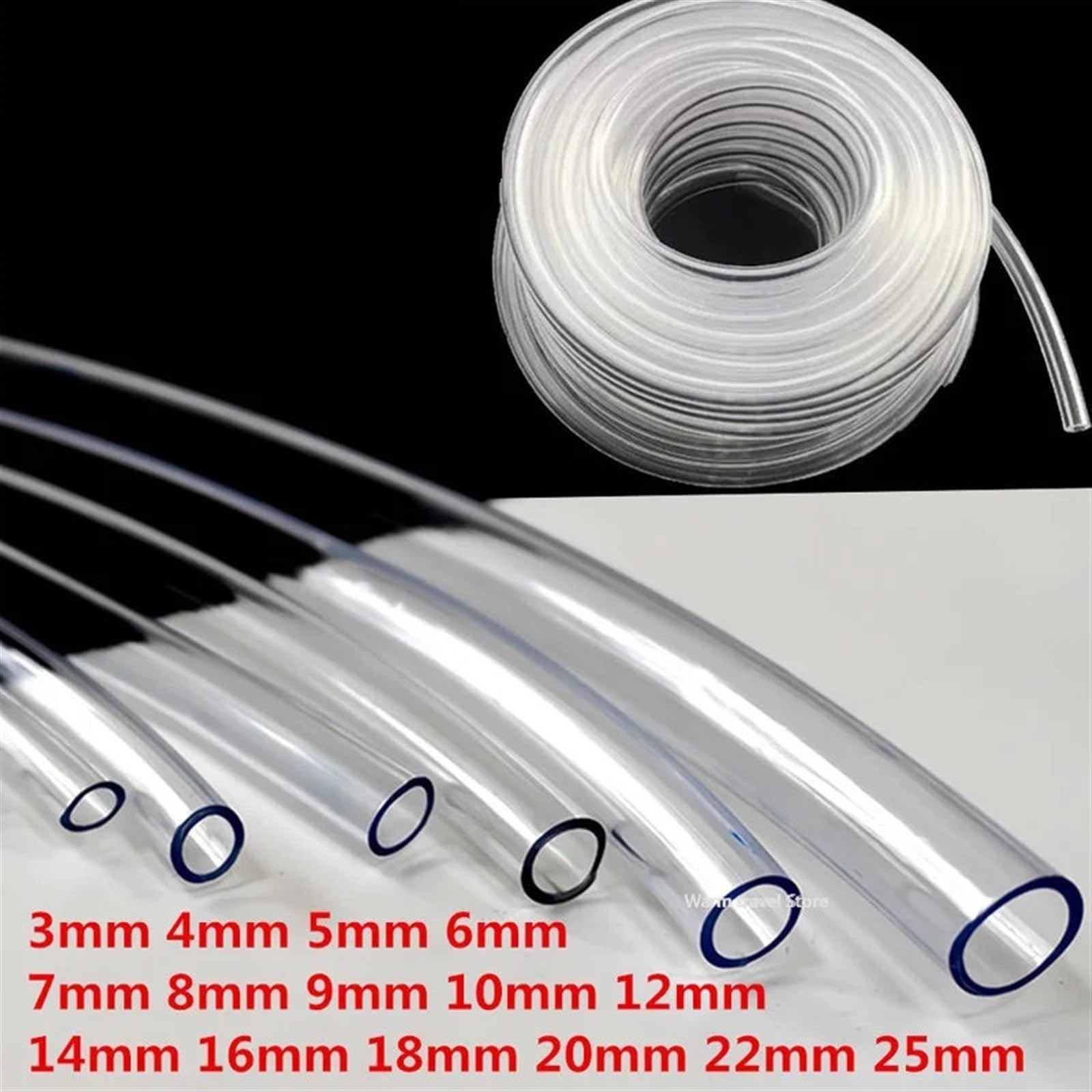 Pvc Schlauch 1M 5M 10M 6 7 8 9 10 11 12 14 16 18 20 mm Außendurchmesser Flexibler PVC-Schlauch Klarer transparenter Wasserschlauch for Wasserpumpe(Transparent 16mm X 18mm,10 meter)