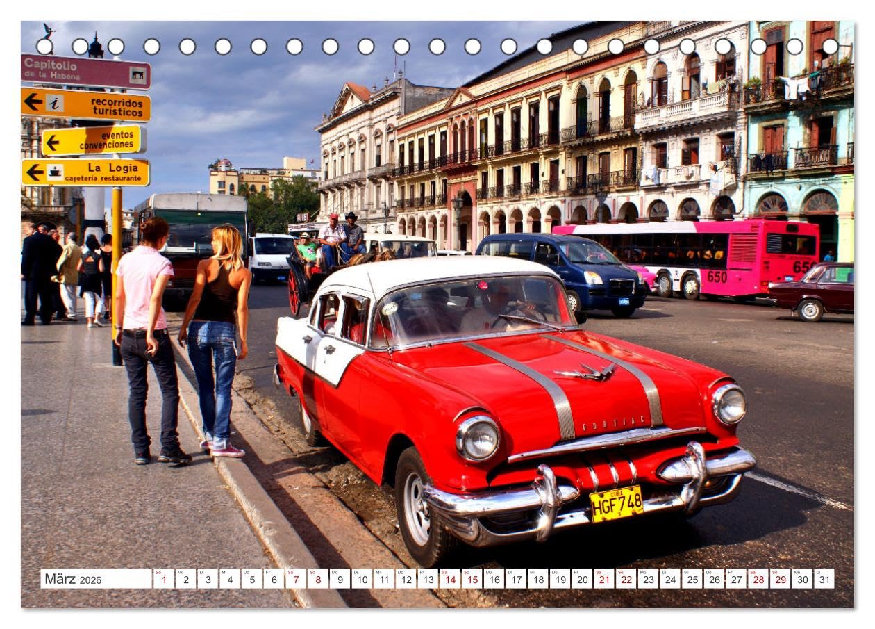 PONTIAC '55 (Tischkalender 2026 DIN A5 quer), CALVENDO Monatskalender: Oldtimer der US-Marke Pontiac aus dem Jahre 1955 in Kuba