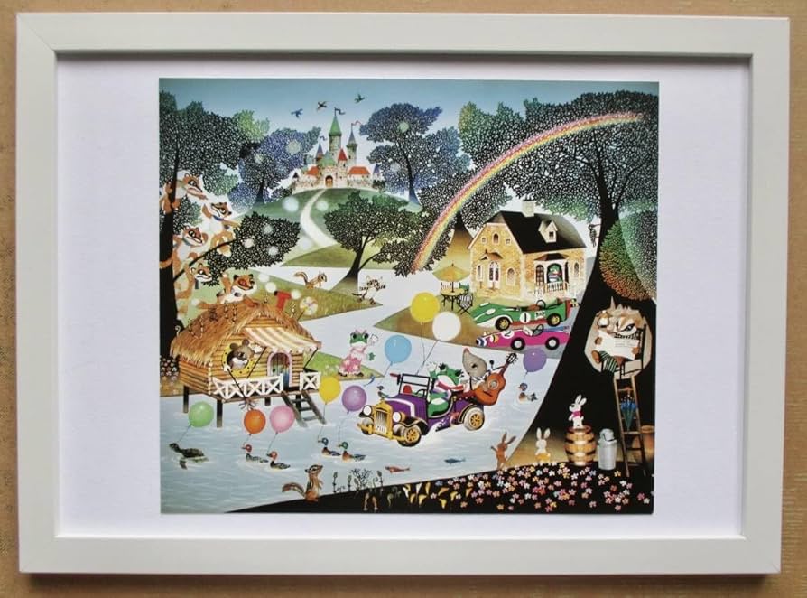 Amazon.co.jp: 藤城清治 「ケロヨンのユートピア」 画集画 A4額