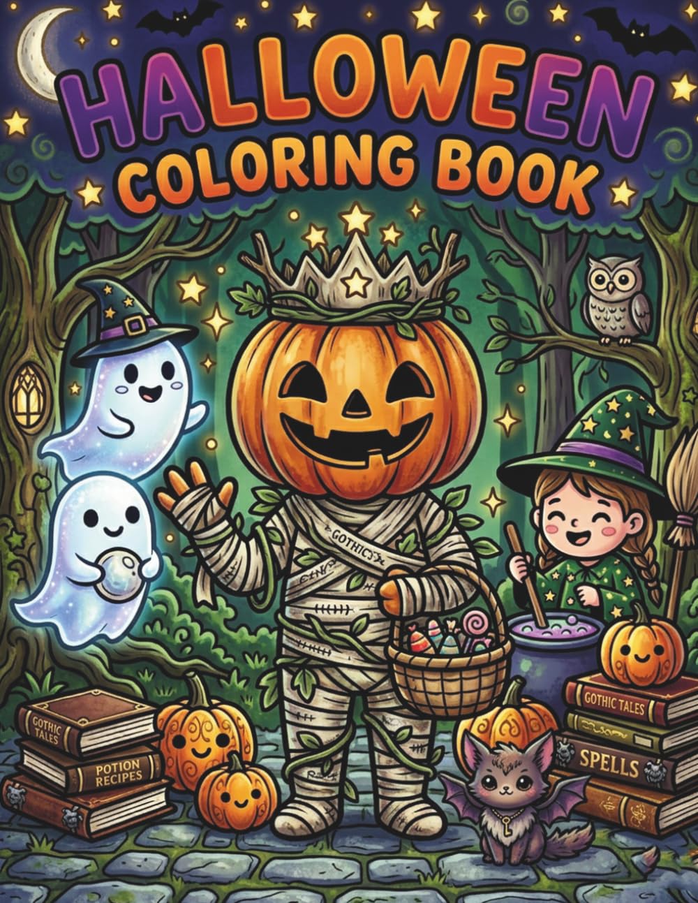 Spooky & Silly Halloween Coloring Book for Kids Ages 4-18+: Ghosts, Witches, Pumpkins & Magical Fun